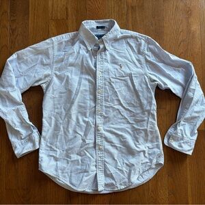 Ralph Lauren Boys White and Blue Striped Oxford Shirt